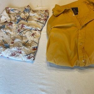 Lucky Brand  Bundle Floral Polo Shirt and Dungarees Yellow Button Down Men’s 2XL